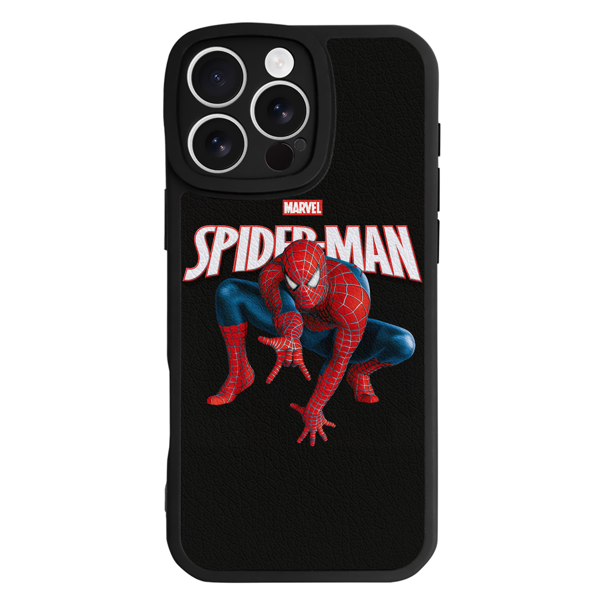 （画像用） Spider Man スパイダーマン 【iPhone 16シリーズ対応】シリコンスマホケース（レザー調） 材質：シリコン